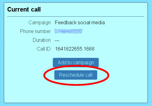 Reschedule call button