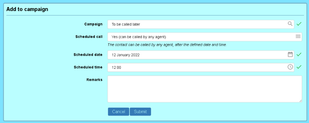 Scheduled call interface