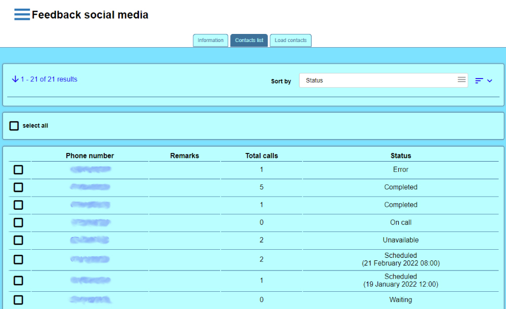 Contact list