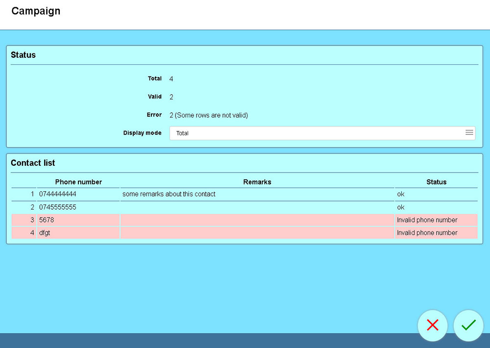 Processing result