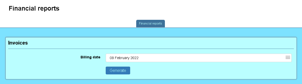 Financial reports interface