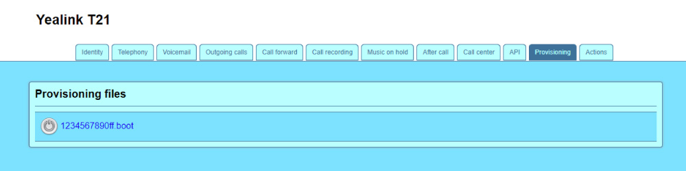 Provisioning interface