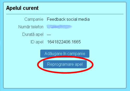 Buton reprogramare apel